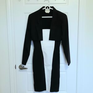 Rare 100% Cotton 2 piece Black and White Halter Dress and Black Jacket Size 5